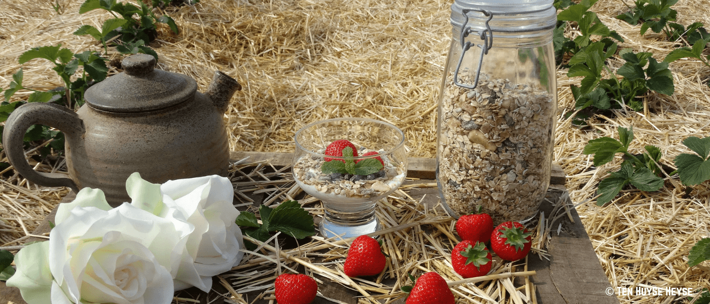 Muesli met aardbeien